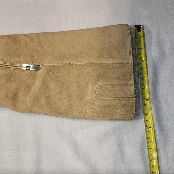 Vince Camuto Tan Sangeti High Boot Square Toe Block Heel Genuine Suede Leather - Picture 9 of 10